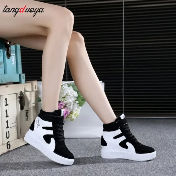 red sneakers women 2025 High top Platform Sneakers women outdoor Casual Wedges shoes Ladies Shoes Black Platform Vulcanize Shoes - Image 4