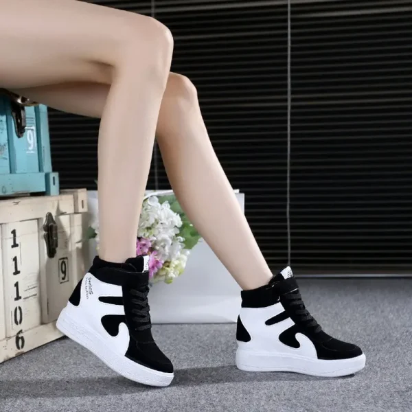 red sneakers women 2025 High top Platform Sneakers women outdoor Casual Wedges shoes Ladies Shoes Black Platform Vulcanize Shoes - Image 7