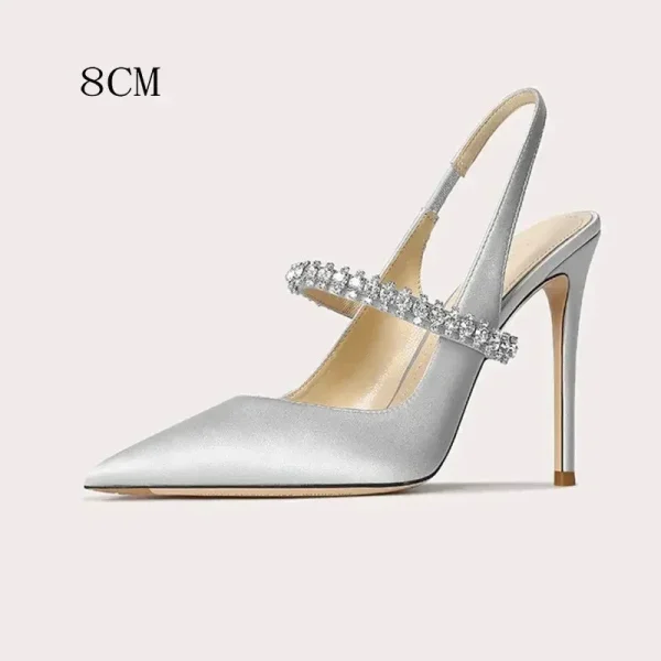 Size 34 45 Women's Diamond Bao Head Sandals New Thin Heel Pointed Sheepskin Leather High Heels Women's Wedding Shoes - Image 12