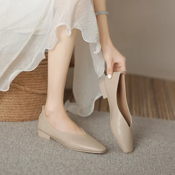 Woman Elegant Summer French Square Toe Green Mary Janes Cute Casual Flats Female Retro Shoes Low Heeled Soft Soled Flat Shoes - Image 2