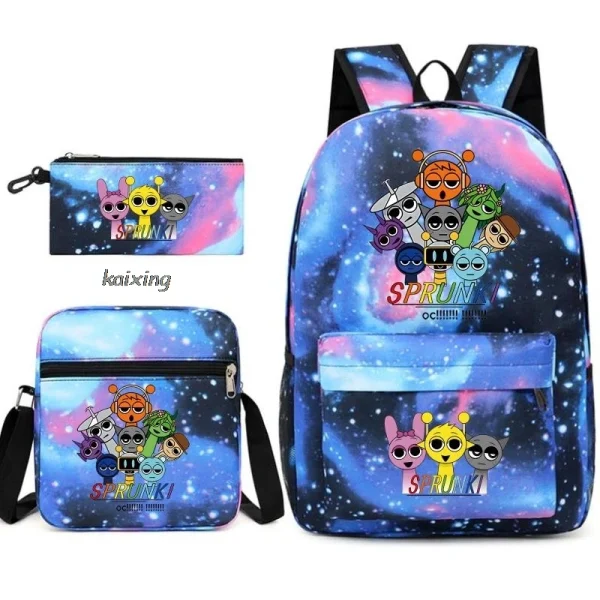 3Pcs New Sprunki Anime Print Backpack Set, With Tote and Pouch, Large Capacity Lightweight And Breathable Outdoor Knapsack - Image 11