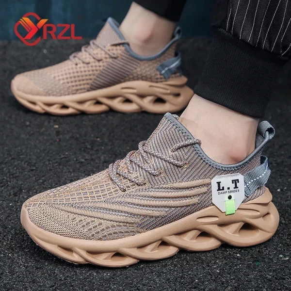 YRZL Men Sports Running Black Jogging Shoes Casual Sneakers Outdoor Breathable Mesh Women Light Shock-absorption Black Tennis - Image 5