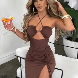 Sleeveless Sexy Female Midi Backless Dresses Slim Night Club Party Women's Dress Bodycon Vestidos Elegantes Para Mujer