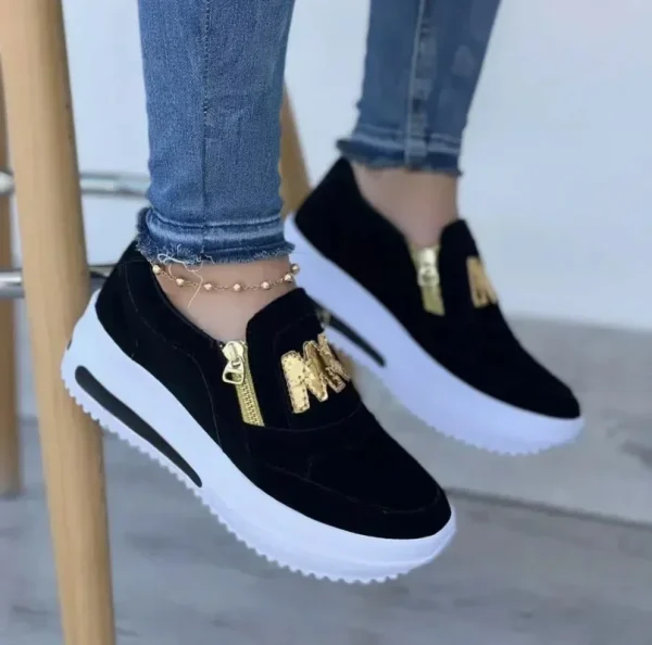 Women Autumn Sneakers Casual Double M Printed Side Zipper Platform Shoes Ladies Vulcanized Shoes Zapatillas De Mujer Women Shoes - Image 4