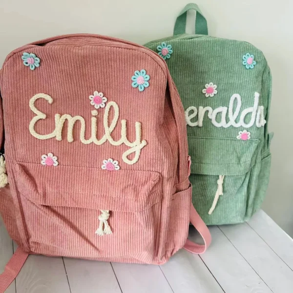 Personalized Kids Backpack, Embroidered Corduroy Backpack,Back to School, Kid name backpack,school bag college,toddler,with name - Image 5