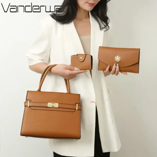 3-piece Suit Women's Handbag Large Capacity Bags Luxury Shoulder Crossbody Bags Small Coin Purse Quality Leather Sac A Main - Image 3