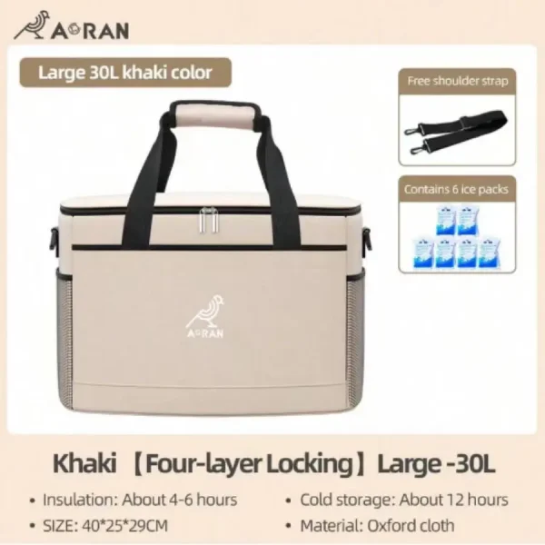 30L large capacity insulated bag, cooler bag, refrigerator lunch bag, long-lasting cold storage, convenient foldable outdoor pic - Image 7