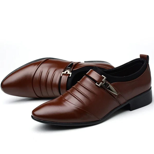 Classic Men Dress Shoes Slip on Black Leather Shoes for Men Plus Size Point Toe Business Casual Men Formal Shoes for Wedding - Image 9