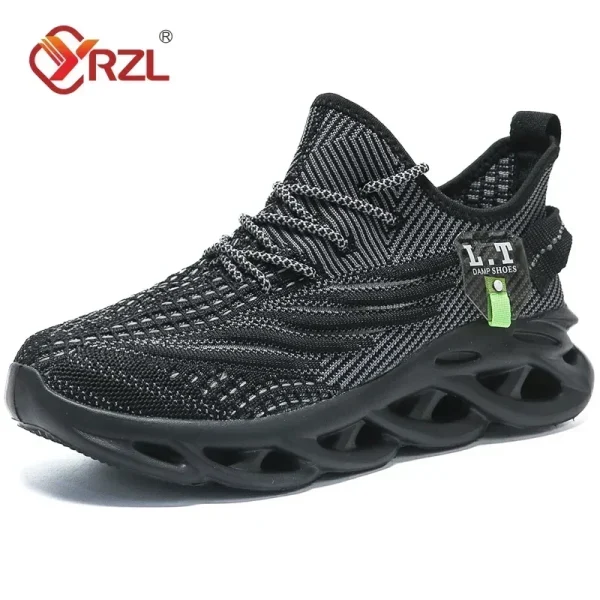 YRZL Men Sports Running Black Jogging Shoes Casual Sneakers Outdoor Breathable Mesh Women Light Shock-absorption Black Tennis - Image 8