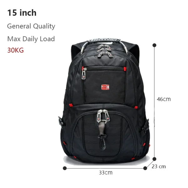 Swiss-Multifunctional bags Durable 17 Inch Laptop Backpack, Travel Bag,College Bookbag,USB Charging Port,Water Resistant - Image 7