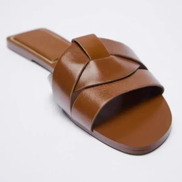 Summer 2024 New Women Designer Brand Flat Slippers Woven with Comfortable Women's Shoes Casual Bottom Slippers Woman Shoes - Image 3