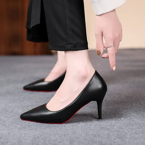 Sexy Red Sole Thin Heel High Heels Classic Style Black Office Work Shoes Patent Leather Matte Leather Lady Pumps Plus Size 42 43 - Image 9