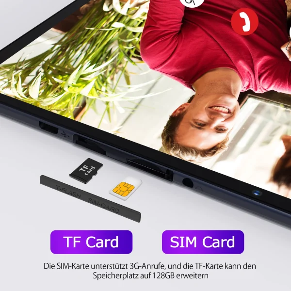 PRITOM 10 Inch Tablet PC with SIM Slot Android 10 64 GB Quad Core Touch Screen WiFi GPS Support 3G Phone Call - Image 5