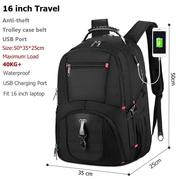 Swiss-Multifunctional bags Durable 17 Inch Laptop Backpack, Travel Bag,College Bookbag,USB Charging Port,Water Resistant - Image 10