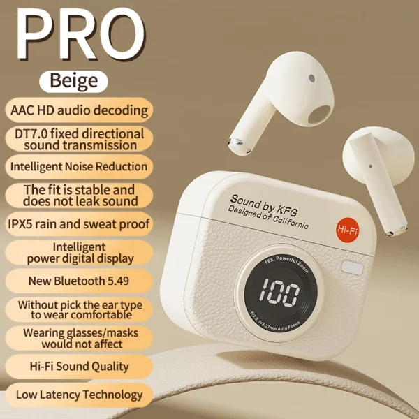 2025 New TWS Wireless Earphones with 5.4 Bluetooth 36 Hours Play Back Sport Earbuds with LED Display Headphones and Built-in Mic - Image 11