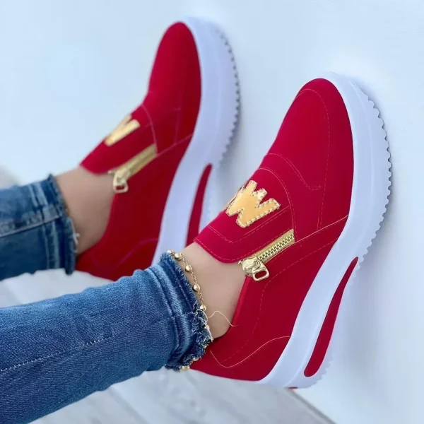 Women Autumn Sneakers Casual Double M Printed Side Zipper Platform Shoes Ladies Vulcanized Shoes Zapatillas De Mujer Women Shoes - Image 8