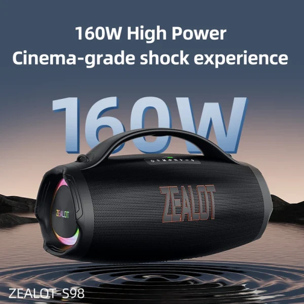 ZEALOT-S98 Portable Bluetooth Speaker 160W High Volume Waterproof 36000mAh Wireless TWS Subwoofer Suporrt USB/TF/AUX RGB light - Image 3