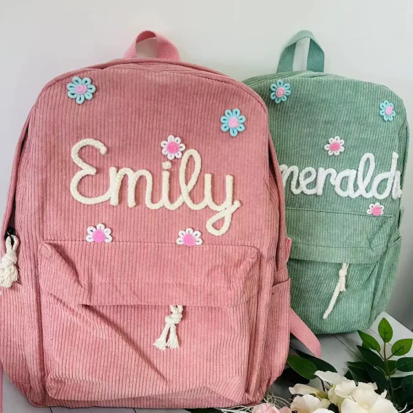 Personalized Kids Backpack, Embroidered Corduroy Backpack,Back to School, Kid name backpack,school bag college,toddler,with name - Image 3