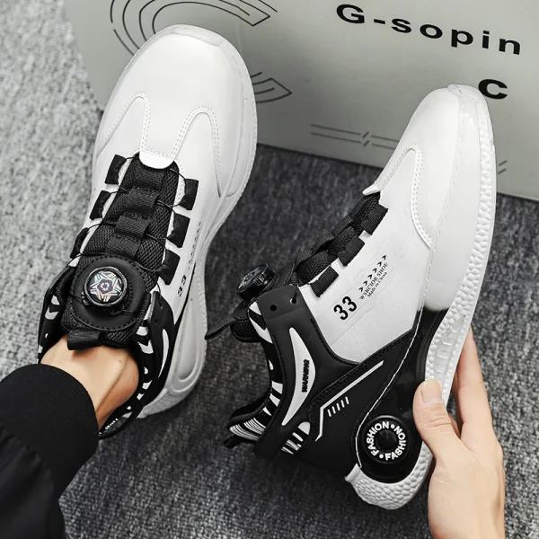 Mens Sneakers with Rotating Buckle Comfy Non Slip Lace up Durable Shoes for Mens Outdoor Activities - Image 5