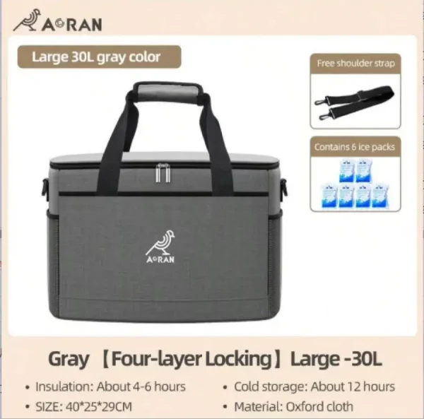 30L large capacity insulated bag, cooler bag, refrigerator lunch bag, long-lasting cold storage, convenient foldable outdoor pic - Image 8