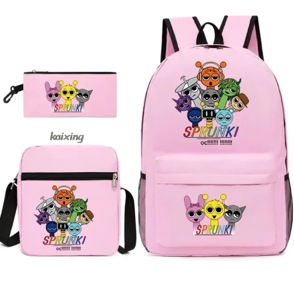 3Pcs New Sprunki Anime Print Backpack Set, With Tote and Pouch, Large Capacity Lightweight And Breathable Outdoor Knapsack - Image 17
