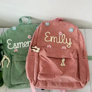 Personalized Kids Backpack, Embroidered Corduroy Backpack,Back to School, Kid name backpack,school bag college,toddler,with name