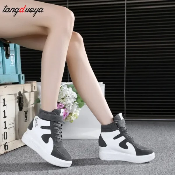 red sneakers women 2025 High top Platform Sneakers women outdoor Casual Wedges shoes Ladies Shoes Black Platform Vulcanize Shoes - Image 10