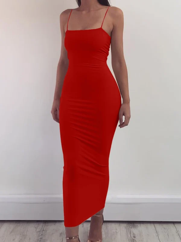 2025 New Spring Summer Women's High Elastic Sleeveless Backless Dress Long Sling Dresses Club Sexy Suspender Dress - Image 8