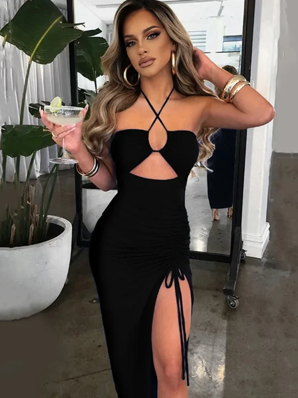 Sleeveless Sexy Female Midi Backless Dresses Slim Night Club Party Women's Dress Bodycon Vestidos Elegantes Para Mujer - Image 3