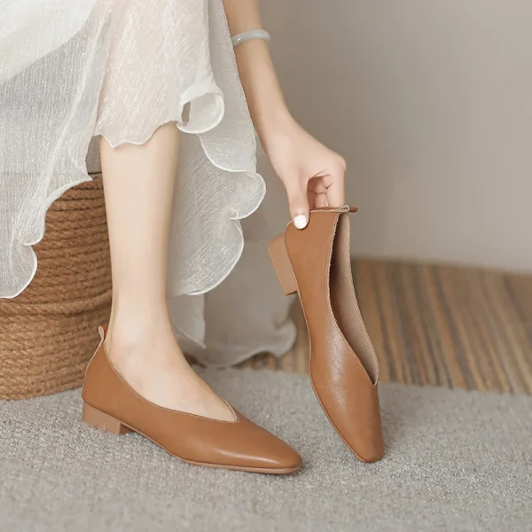 Woman Elegant Summer French Square Toe Green Mary Janes Cute Casual Flats Female Retro Shoes Low Heeled Soft Soled Flat Shoes - Image 3