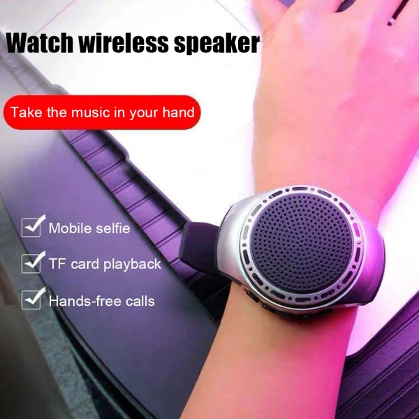 New U6 Wrist Watch Bluetooth Speaker With FM Radio Portable Outdoor Sports Running Wearable Mini Speaker Wireless Subwoofer - Image 2