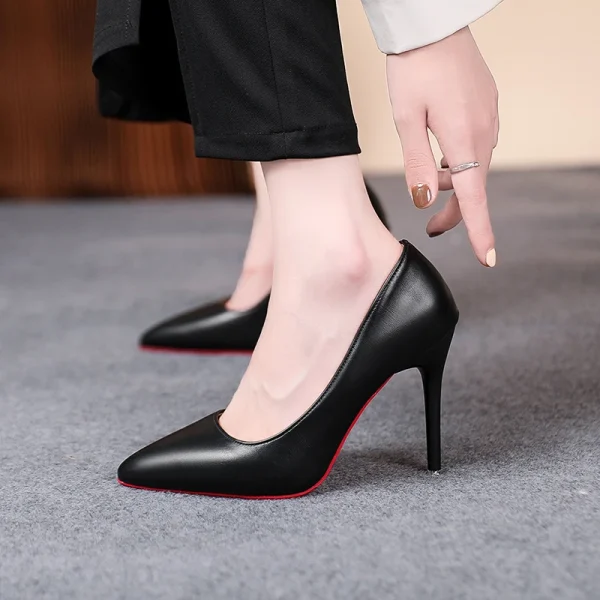 Sexy Red Sole Thin Heel High Heels Classic Style Black Office Work Shoes Patent Leather Matte Leather Lady Pumps Plus Size 42 43 - Image 11
