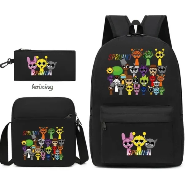 3Pcs New Sprunki Anime Print Backpack Set, With Tote and Pouch, Large Capacity Lightweight And Breathable Outdoor Knapsack - Image 21
