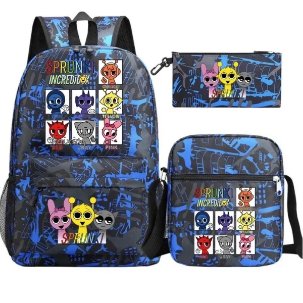3Pcs New Sprunki Anime Print Backpack Set, With Tote and Pouch, Large Capacity Lightweight And Breathable Outdoor Knapsack - Image 14
