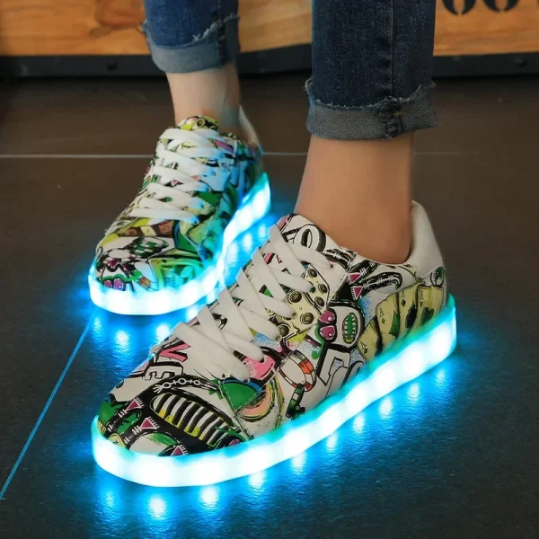 Luminous Sneakers for Women Casual Shoes Led Glowing Shoes for Men Fashion Flat Running Sneakers LED Rechargeable Couple's Shoes - Image 4