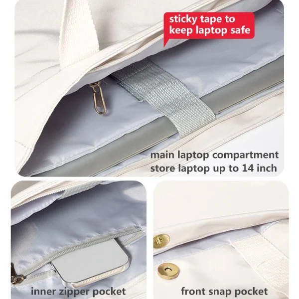 Shockproof Canvas Women Laptop Tote Bag 14 inch for Macbook Air Pro Huawei Dell ASUS Acer XiaoMi HP Notebook Handbags Briefcase - Image 6