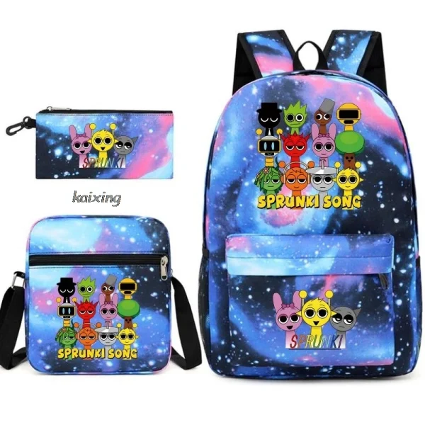 3Pcs New Sprunki Anime Print Backpack Set, With Tote and Pouch, Large Capacity Lightweight And Breathable Outdoor Knapsack - Image 8