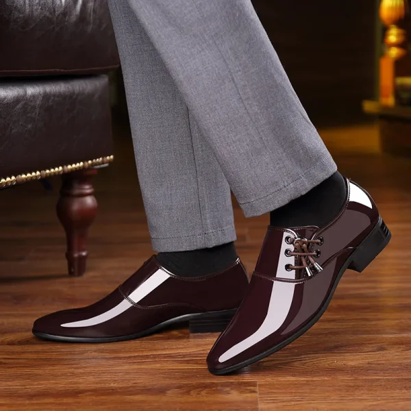Classic Patent Leather Shoes for Men Business Men's Dress Shoes Fashion Elegant Oxfords Shoes Men's Wedding Party Shoe 2025 New - Image 5