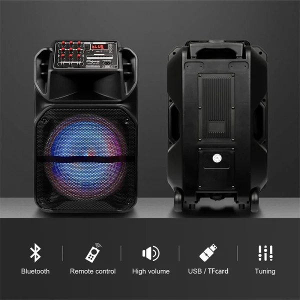 7000W Portable 15” Bluetooth Speaker Subwoofer Heavy Bass Sound System Party Mic AUX Led Light Loud Speaker - Image 4