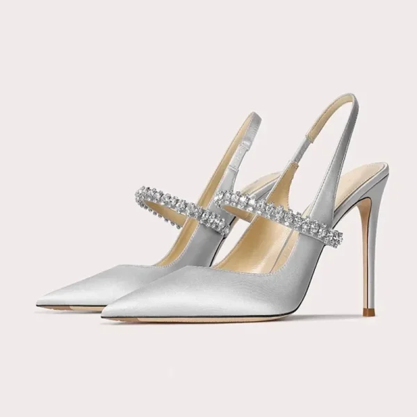 Size 34 45 Women's Diamond Bao Head Sandals New Thin Heel Pointed Sheepskin Leather High Heels Women's Wedding Shoes