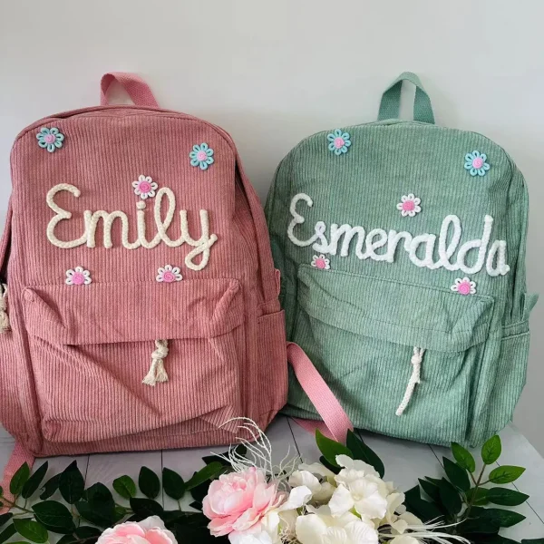 Personalized Kids Backpack, Embroidered Corduroy Backpack,Back to School, Kid name backpack,school bag college,toddler,with name - Image 2