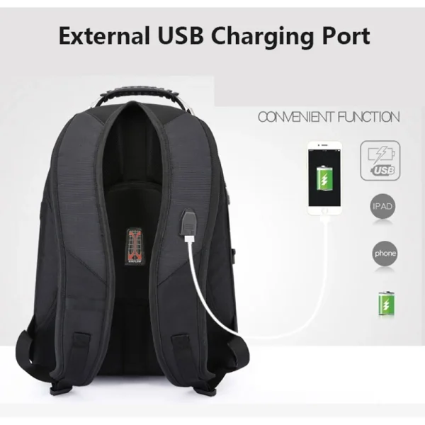 Swiss-Multifunctional bags Durable 17 Inch Laptop Backpack, Travel Bag,College Bookbag,USB Charging Port,Water Resistant - Image 4