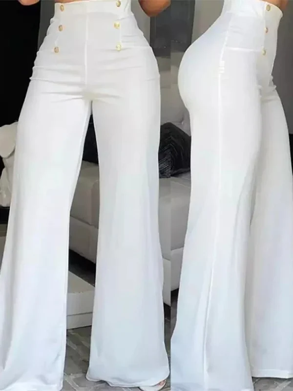 Elegant Wide Leg Fashion Office Trousers Casual Crisscross Sheer Mesh Patch High Waist Women's Flared Pants Y2k Streetwears 2024 - Image 2