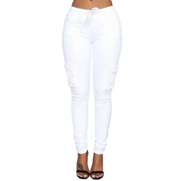 Mather 2023 Spring Lace Up Waist Casual Women Pants Solid Pencil Pants Multi-Pockets Straight Trousers S-4XL - Image 10