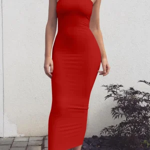 2025 New Spring Summer Women's High Elastic Sleeveless Backless Dress Long Sling Dresses Club Sexy Suspender Dress