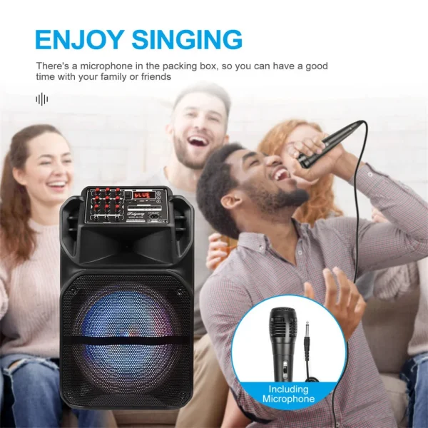 7000W Portable 15” Bluetooth Speaker Subwoofer Heavy Bass Sound System Party Mic AUX Led Light Loud Speaker - Image 5