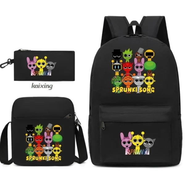 3Pcs New Sprunki Anime Print Backpack Set, With Tote and Pouch, Large Capacity Lightweight And Breathable Outdoor Knapsack - Image 20