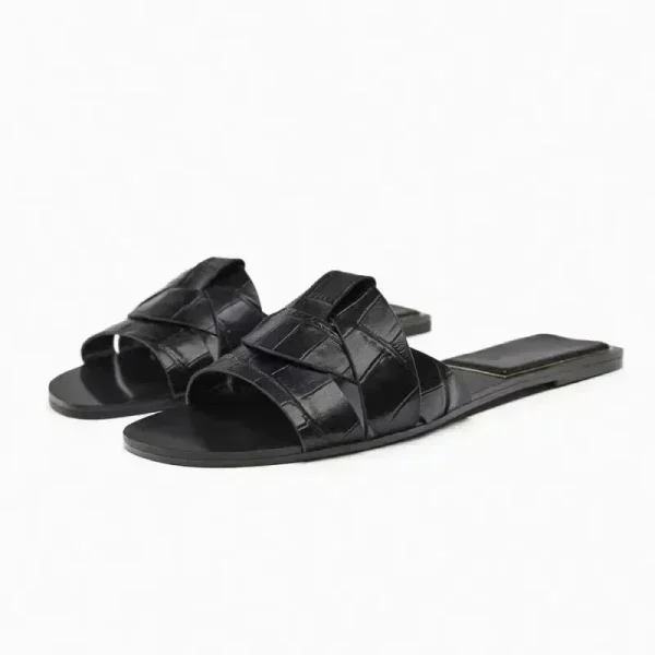 Summer 2024 New Women Designer Brand Flat Slippers Woven with Comfortable Women's Shoes Casual Bottom Slippers Woman Shoes - Image 9