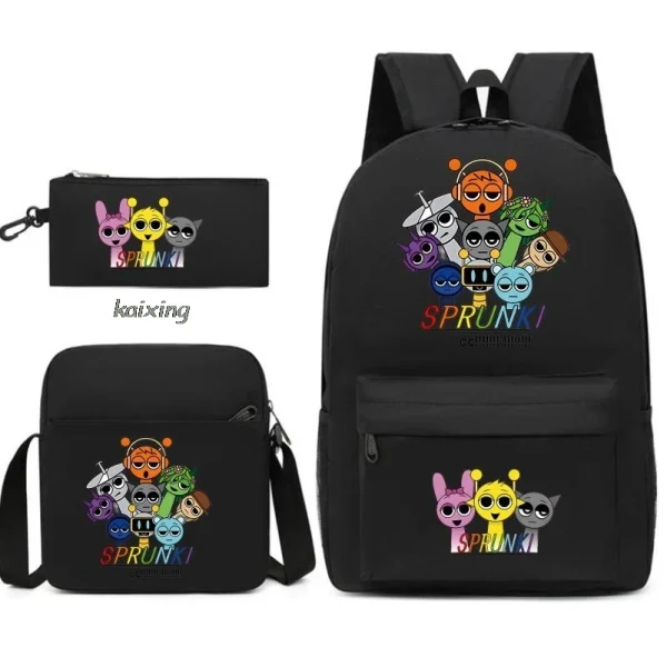 3Pcs New Sprunki Anime Print Backpack Set, With Tote and Pouch, Large Capacity Lightweight And Breathable Outdoor Knapsack - Image 12