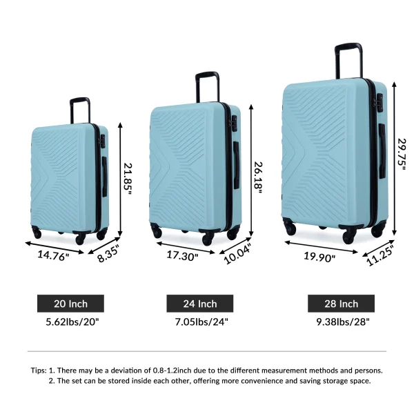 Travelhouse Luggage Set 3 Piece Suitcase Set Double Spinner Wheels TSA Lock Carry-on luggage Clearance (20inch 24inch 28inch) - Image 3